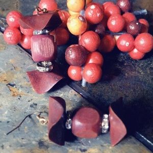 Custom Wooden and Rhinestone Earrings